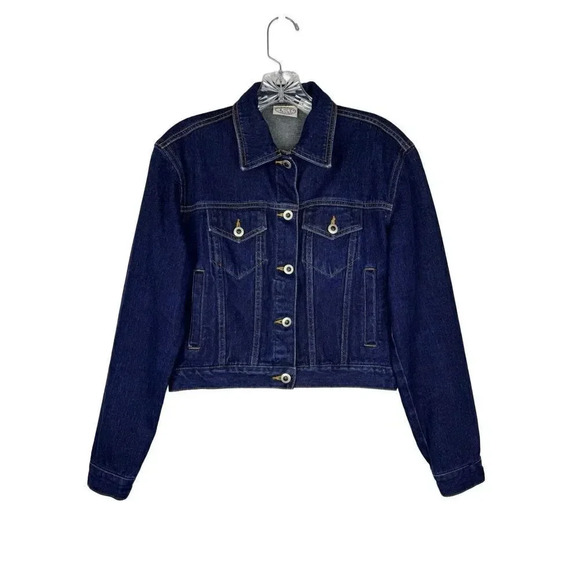 Y2K Carolina Blues Western Denim Jean Jacket Small Blue Button Flap Pockets - Picture 1 of 7